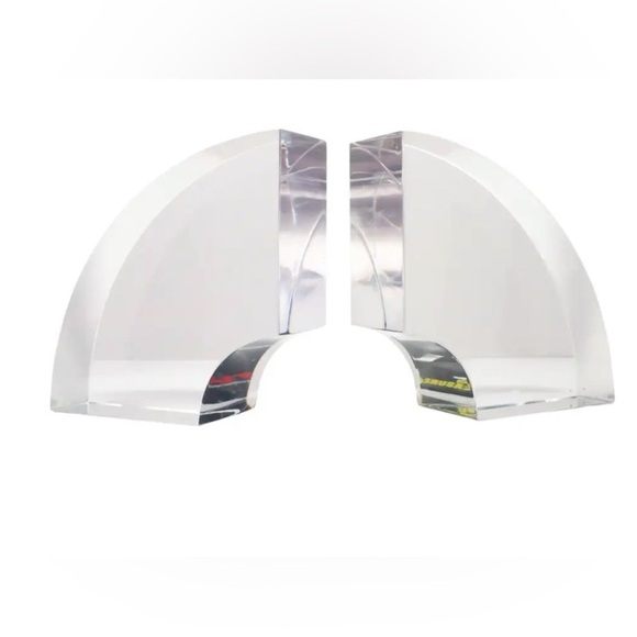 Set of Two Curved Astrolite Lucite Bookends Vintage - Picture 5 of 6